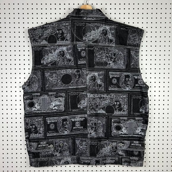 Members Property Embroidered Vest 2XL Money Denim‎ Hip Hop Scarface Y2K Gothic - Picture 4 of 7